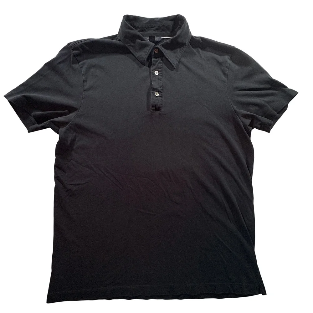 Banana Republic Polo Shirt Mens Large Black Pima Cotton Short Sleeve Casual